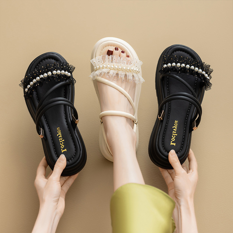 Ddmyoutdoor Two Way Thick Soled Slippers For Women Summer Outdoor Wear New Style French Versatile Beach Sandals To Match Dresses Outdoor Shoes