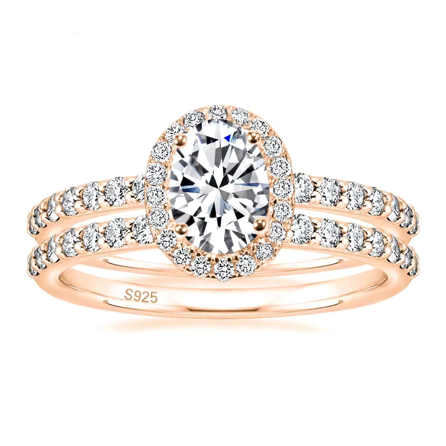 Moissanite Rings Womens Engagement 925 Silver Wedding Set Fashion Ring 7*9mm GRA Oval Moissanite Ring