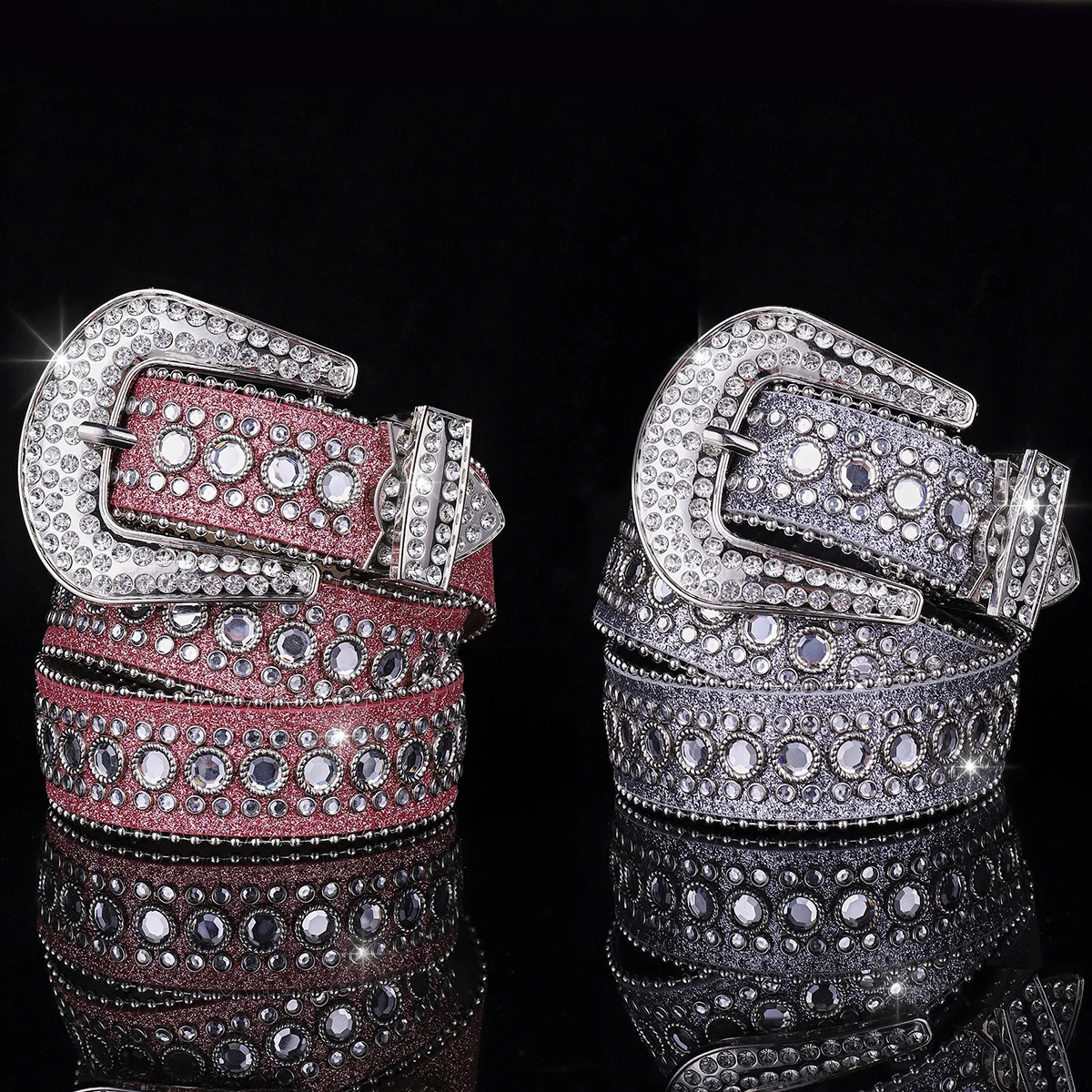 Water Diamond Belt for Men and Womens Versatile Punk Hip Hop Y2K Needle Buckle with Diamond Liu Ding Decorative Jeans BBS Wide 250610