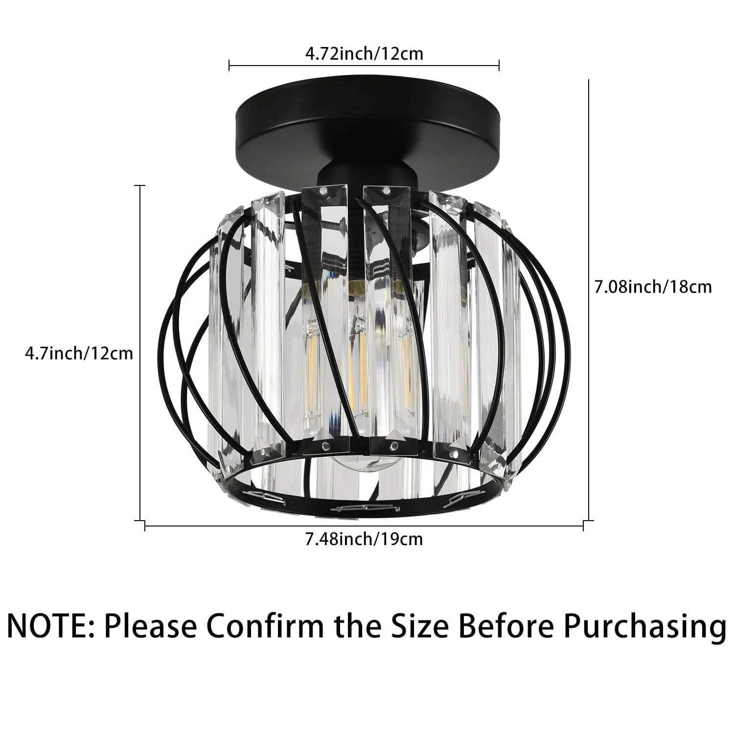 Semi-flush Mount Ceiling Light Antique Small Crystal Chandelier E26 No Bulb For Bathroom Hallway Cafe Bar Porch Corridor XJ2500613