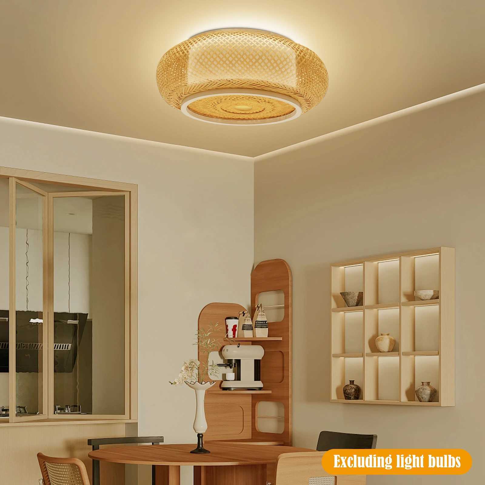40cm/50cm Rattan Pendant Light - Modern Minimalist LED Ceiling Fan Lamp for Bedroom Restaurant Acrylic Design Export Quality XJ2500613