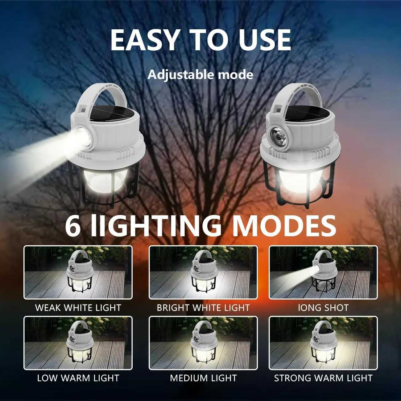 Retro LED Solar Bulb Light Rechargeable Portable Lanterns Waterproof Camping Tent Lamp With Power Bank For Outdoor Emergency W250613