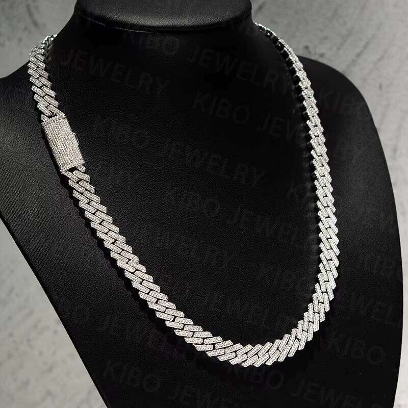 Fashion Coutom Men Ice Miami 8Mm Real S Sterling Sier Cz Vvs Moissanite Dog Cuban Link Necklace Chains
