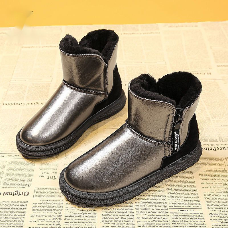 Ddmysports New Snow Boots Fleece Lined Thickened Mid Calf Waterproof Non Slip Leather And Wool Integrated Winter Warm Cotton Shoes Outdoor Shoes