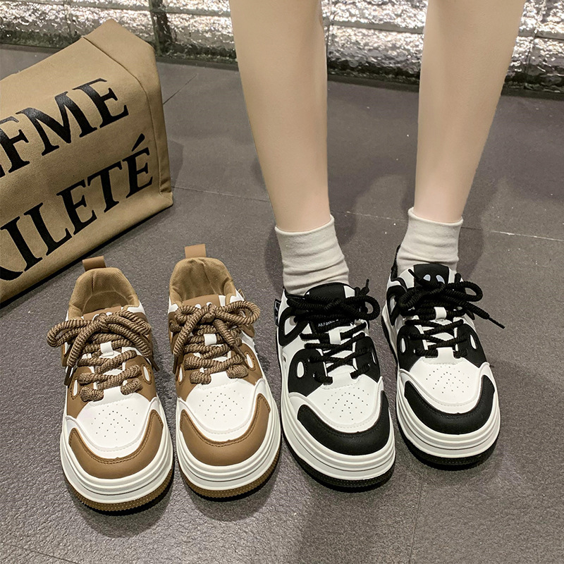 Ddmysports Milad Style Sneakers Super Popular Black And White Panda Spring New Niche Versatile Thick Soled Board Shoes For Women Outdoor Shoes