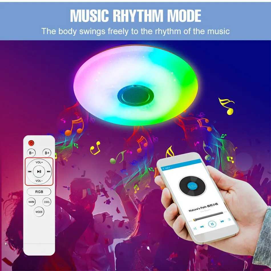 Modern Ceiling Lamps RGB Dimming Home Lighting APP Bluetooth Music Light 52W 36W Smart Ceiling Lights With Remote Control AC220V XJ2500613