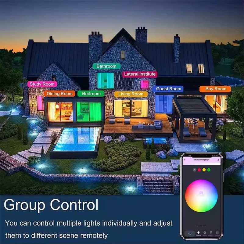 Smart Tuya Ceiling Light WIFI Round RGB APP Remote Dimming Alexa Google Voice Bedroom Living Room Decor LED Ceiling Lamp XJ2500613