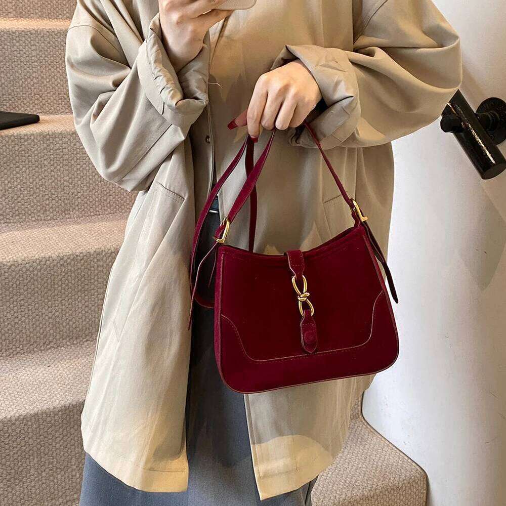 Faux Suede Shoulder Retro Handbag Purse Fall Winter Vintage Women's Bag Stylish Small Crossbody Messenger Bags New