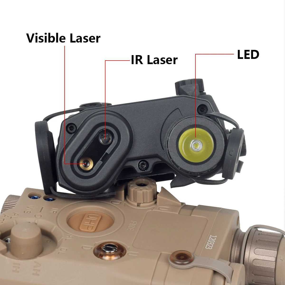 Tactical Airsoft PEQ-15 PEQ15 LA5C Red Dot Green Blue IR Fill Light Laser Indicator Weapon Scout Light LED Strobe Flashlight PEQXJ250613