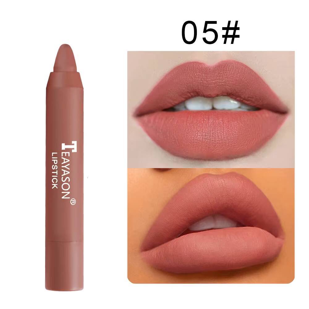 Nude Apricot Pen Waterproof Sexy Red Brown Matte Lipstick Tint Contour Lip Liner Makeup Lasting Non-stick Cup Cosmetics happy