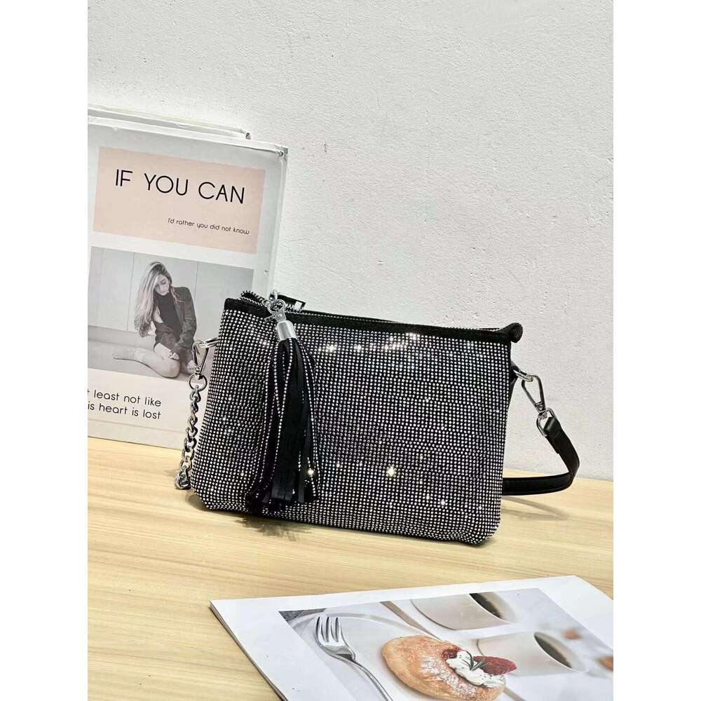 Style Full Shiny Underarm Bag for Women 2024 New Trendy Fashion Versatile Single Shoulder Crossbody Multi Hot Diamond Small Square