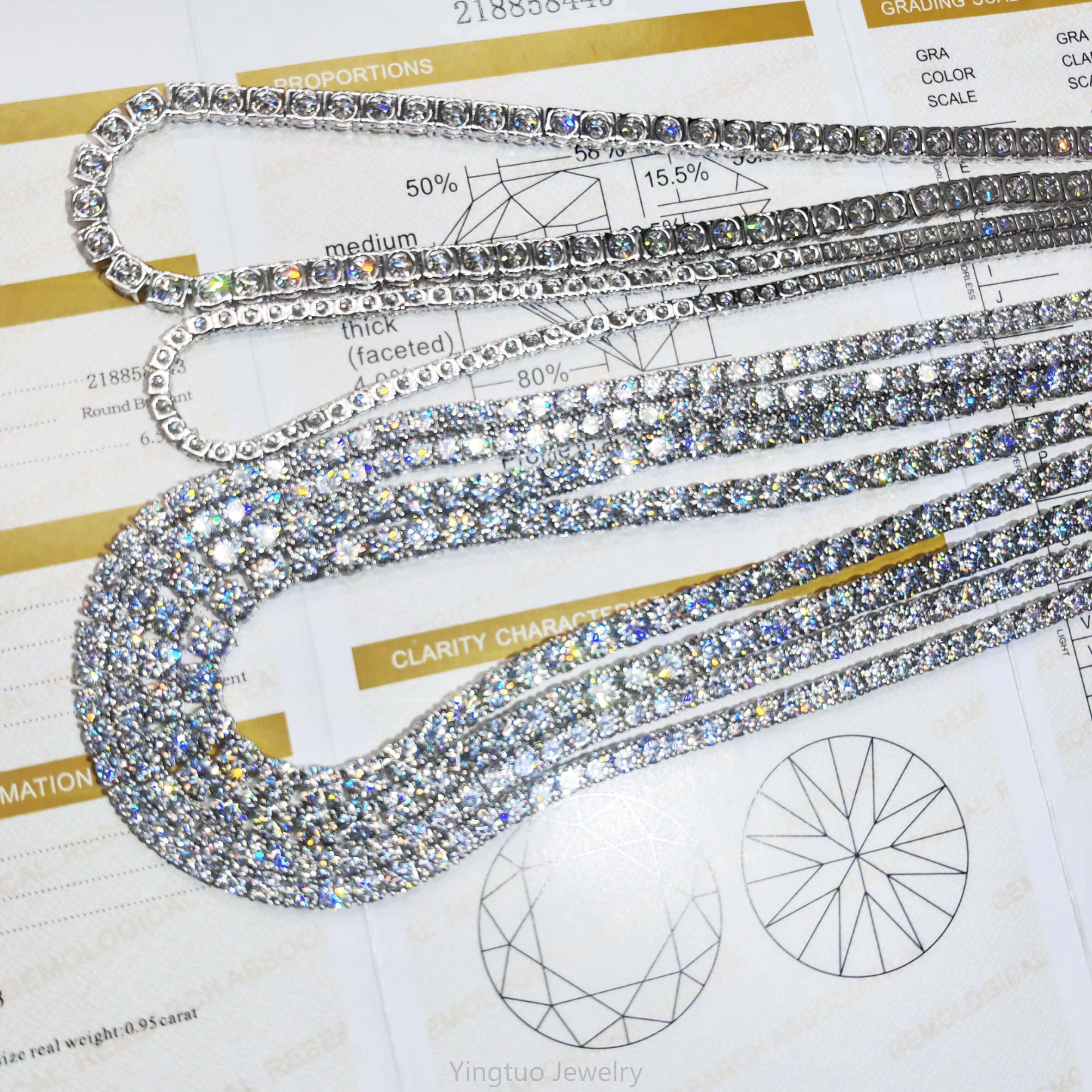 Factory Price Iced Cut 2mm 3mm 4mm 5mm 6.5mm VVS Silver 925 Hip Hop VVS Moissanite Diamond Tennis Chain for Women Men