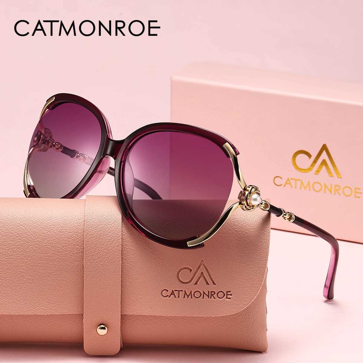 CATMONROE 1 PCS Polarized Women sunglasses Oval PC Frame Metal Hinge Decorative Flower UV400 Brand Luxury women glasses Z250614