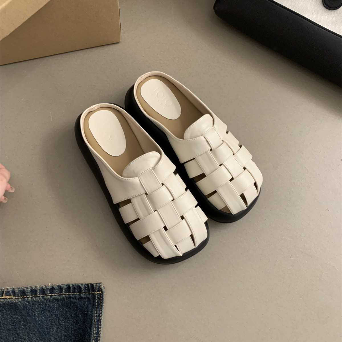 Ddmyoutdoor Platform Thick Sole Closed Toe Half Slippers For Women Summer Outdoor French Style Elegant Fairy Wedge Sandals Beach Roman Shoes Outdoor S