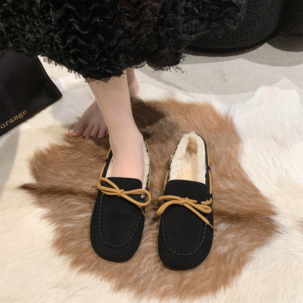 Ddmysports Slip On Fleece Lined Thickened Loafers Autumn Winter New Non Cotton For Pregnant Women And Moms Flat Shoes Outdoor Shoes
