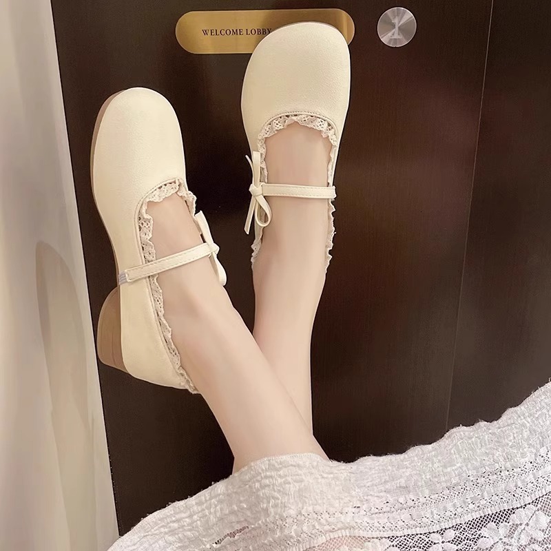 Ddmysports New French Style Low Heel Mary Jane Shallow Mouth Single For Women Evening Lolita Small Leather Shoes Loafers Outdoor Shoes