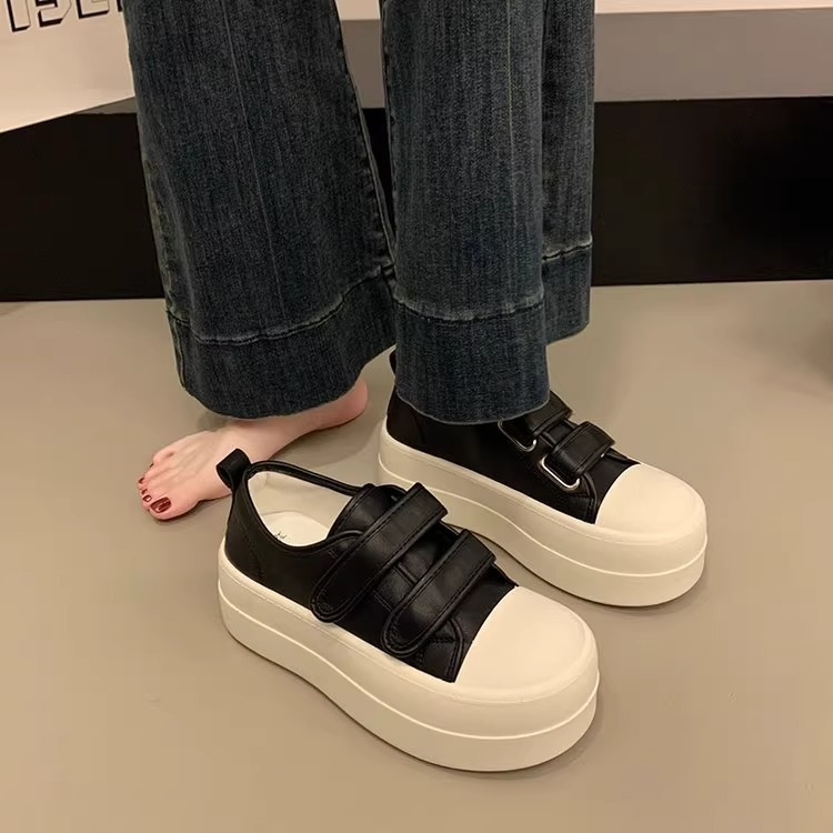 Ddmysports Magic Tape Ugly Cute Big Head Spring Summer New Casual Sneakers White Women Biscuit Thick Sole Single Shoes Outdoor Shoes