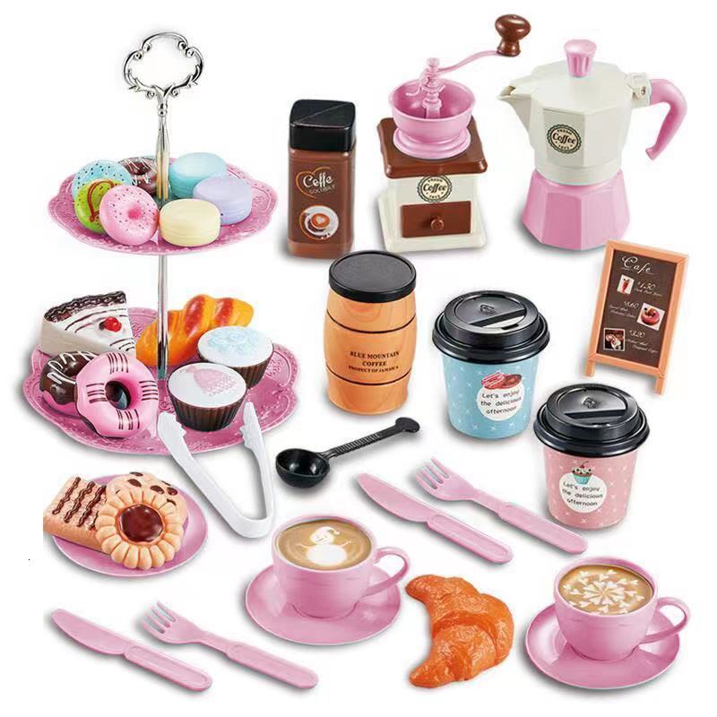 Kitchens Play Food Children Toy Cake Simulation Afternoon Tea Cut Set Kids Coffee Pretend Game House Girl Kitchen 3 Years Birthday Gifts 230925