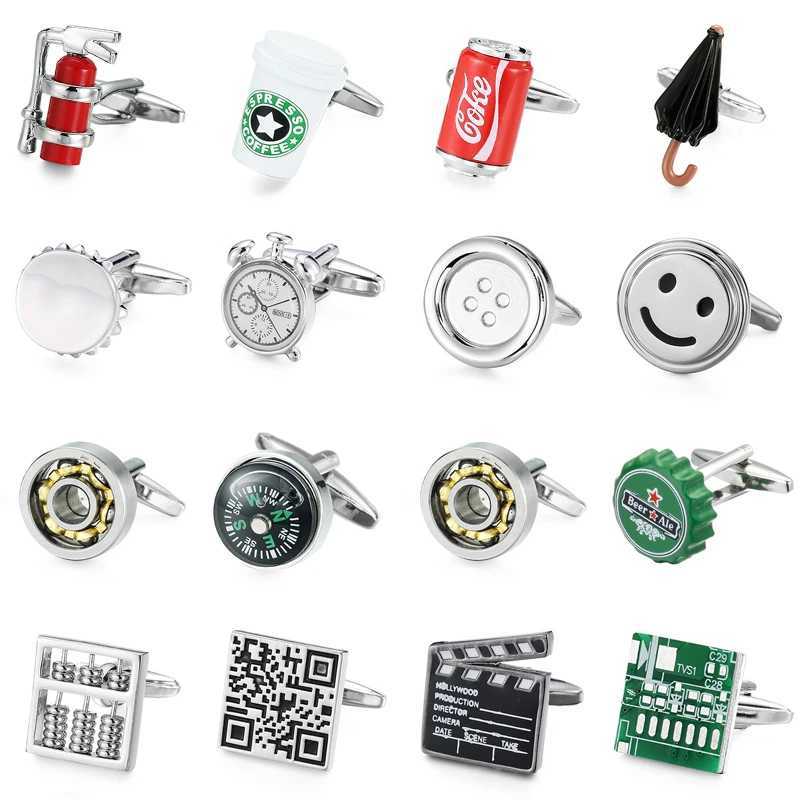 Classic Mens French Shirt Cufflinks Fire Extinguisher Alarm Clock Smiling Cuff Buttons Wedding Suit Accessories Jewelry Gifts XJ250614