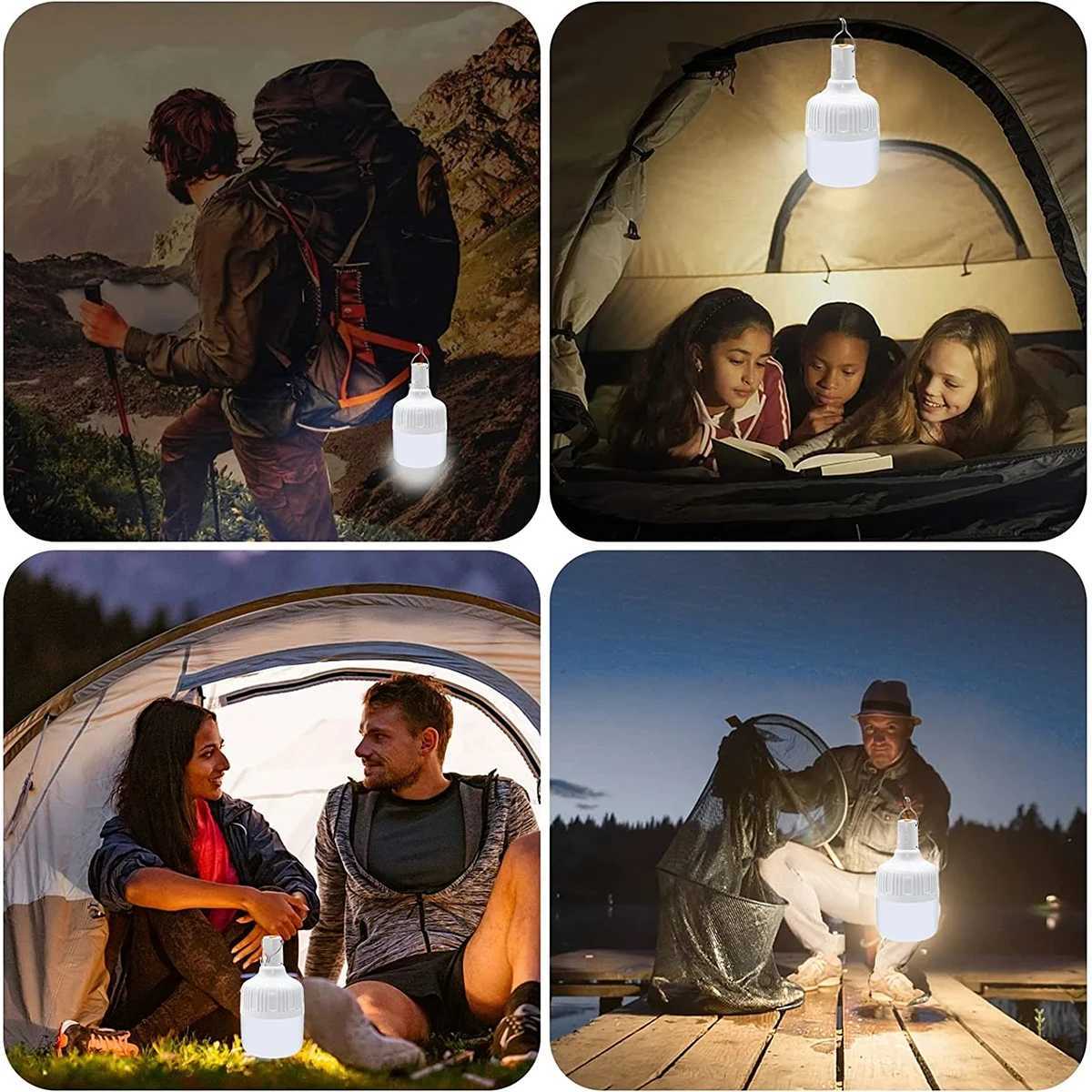 Outdoor LED Bulb Camping Lights USB Rechargeable Lamp Emergency Tent Market Hook Up Portable Lantern Bulb Battery BBQ Camping W250613