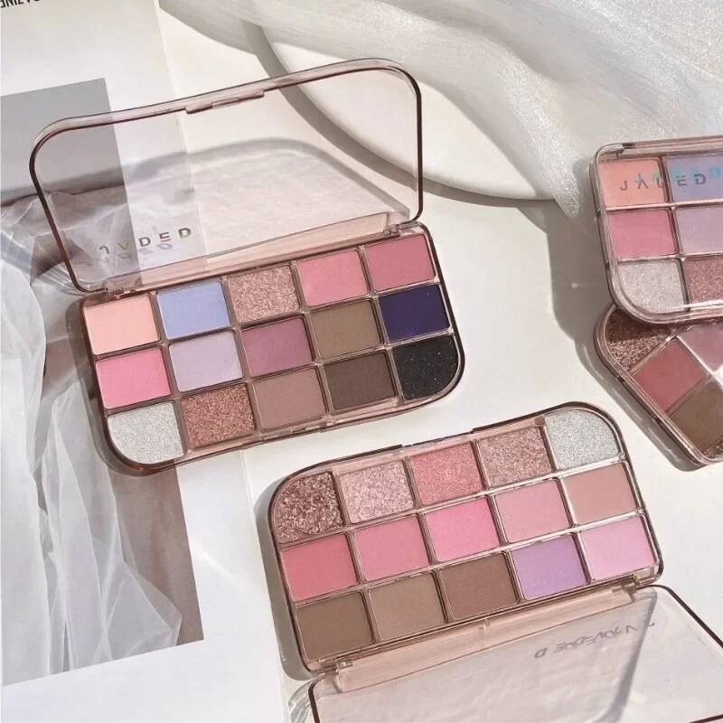 15 Colors Palette Rose Pink Blue Pearlescent Matte Glitter Eyeshadow Shiny Eye Shadow Long-lasting Girlish Eyes Makeup