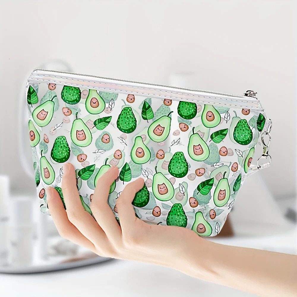 Clear PVC Cosmetic Bag Women Printed Make Up Pouch Travel Wash Toiletry Storage Organizer Waterproof Makeup Beauty Case 250614