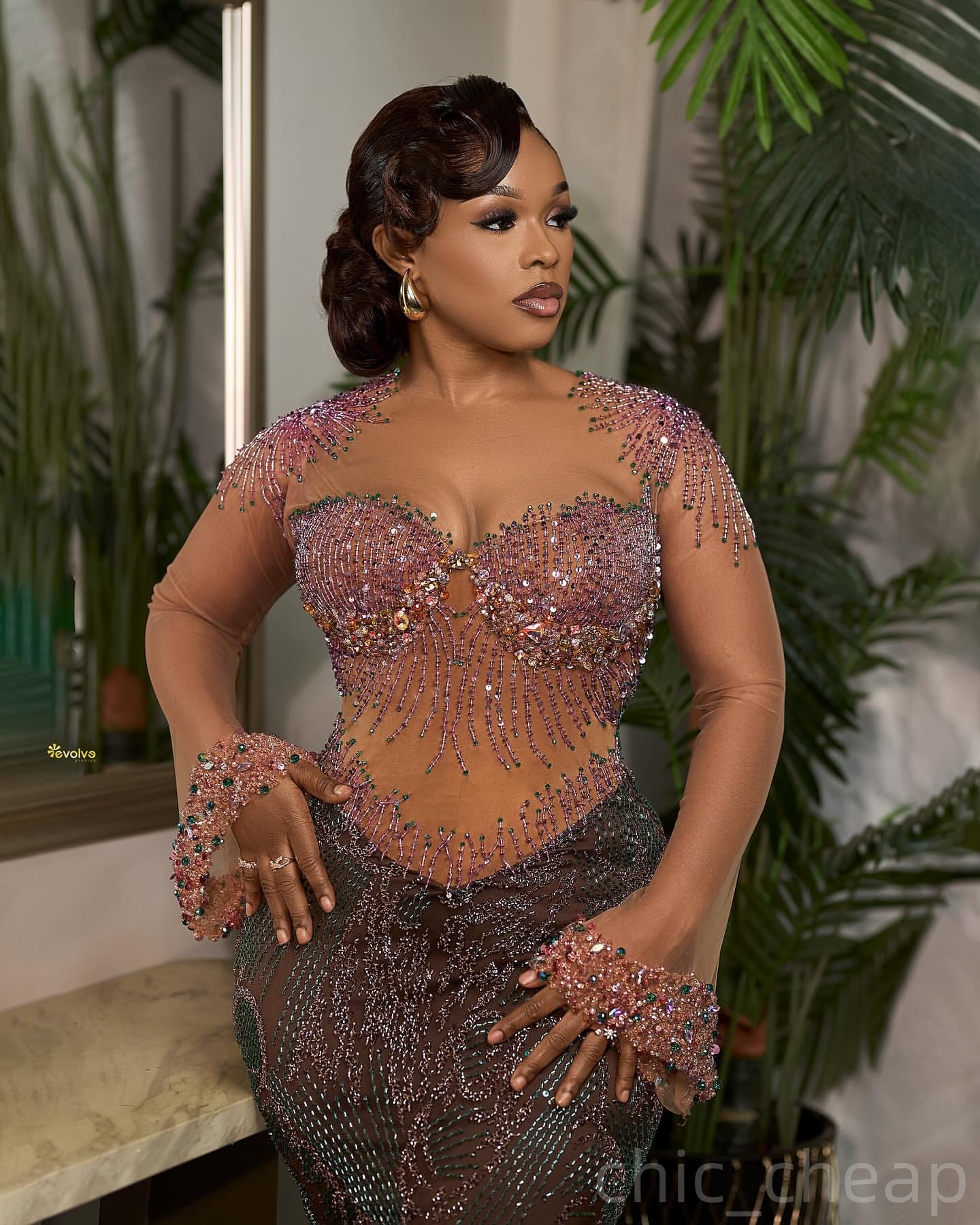 Chocolate Mermaid Prom Dresses 2025 Illusion Pearls Beaded Sequined Evening Formal Party Second Birthday Engagement Gowns Plus Size Dress For Special 