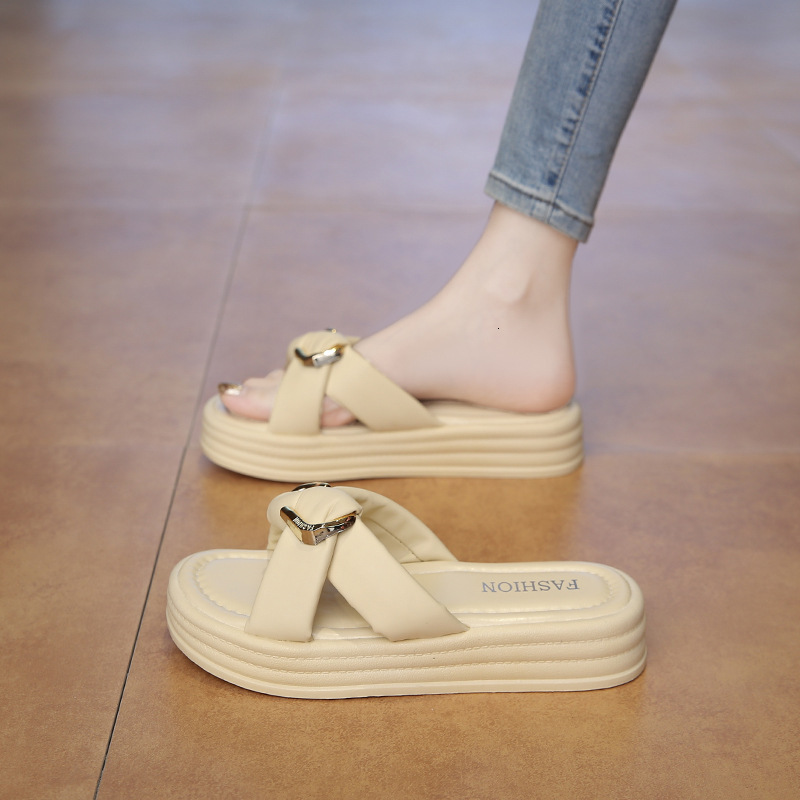 Ddmyoutdoor Stepping On Clouds Sandals For Women Summer Outdoor New Fairy Style With Skirt Thick Sole Beach One Strap Slippers Outdoor Shoes