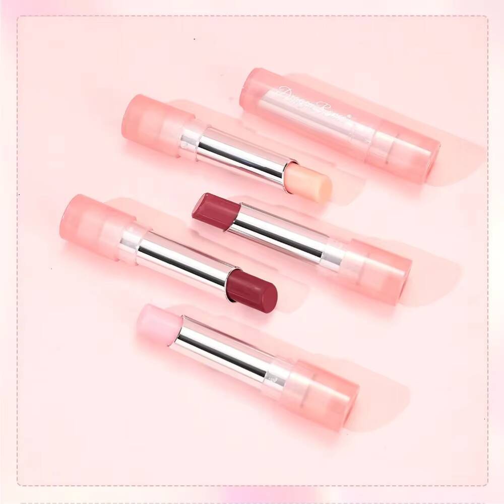 Cute Pink Moisturizing Jelly Lipstick - Temperature Change Balm with Long Lasting Nourishment for Care Lip Gloss happy