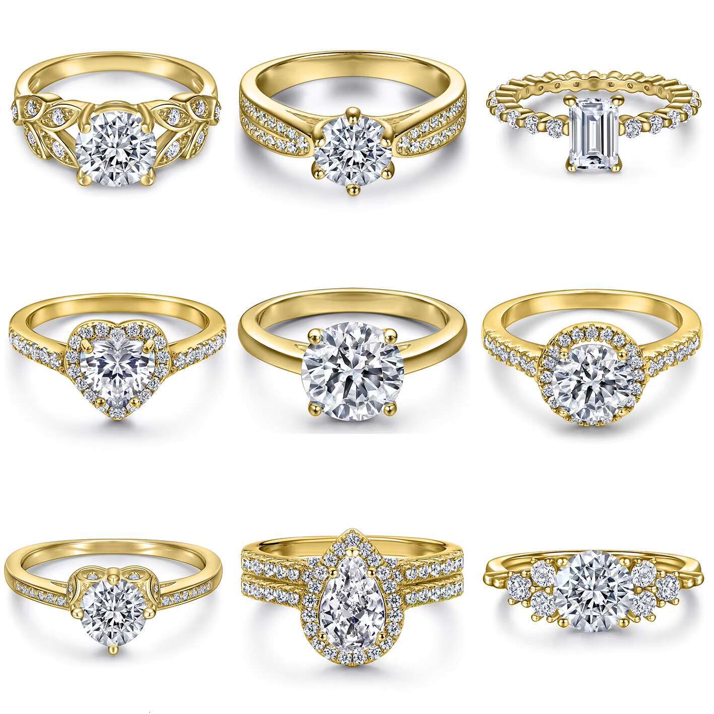 Classic Gold Ring Moissanite Jewelry Women Wedding Rings 10K 14K 18K Gold
