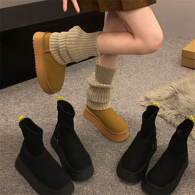 hot Free shipping designer Boots for woman cotton shoes winter new thick soled and plush fashionable black brown snow boots
