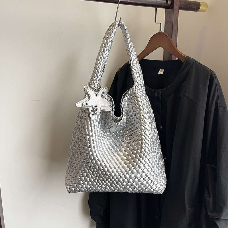 Tote Pure Handwoven For Women High-End Lazy Style Large Capacity Commuter Mother And Child Shoulder Bag