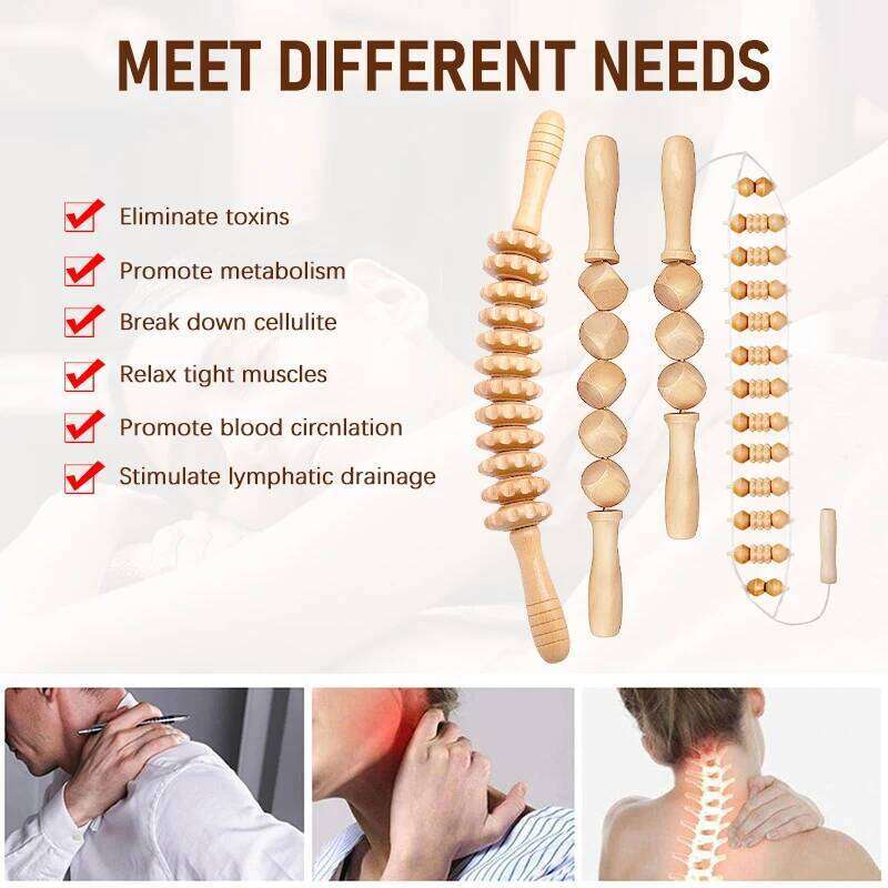 Wood Therapy Roller Lymphatic Drainage Massager Guasha Tool For Full Body Pain Relief Anti Cellulite Fascial Massage