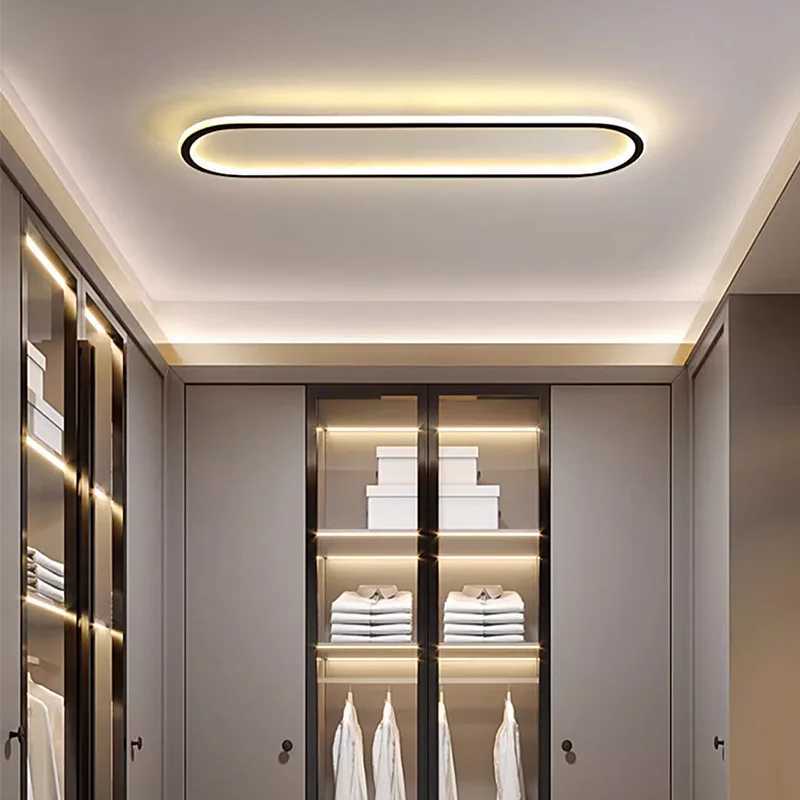 LED Modern Ceiling Light Oval Black Corridor 40/60/80CM Lamp For Bedroom Gallery Porch Living Room Hotel Indoor Lighting Fixture XJ2500613