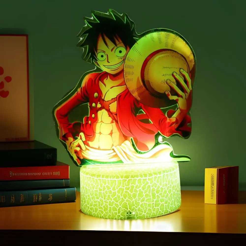 Actions Figure One Piece Luffy Zoro Anime Figures 3D Lamp PVC Action Collection Model Toys LED Night Light Kid Christmas Gift XJ250614