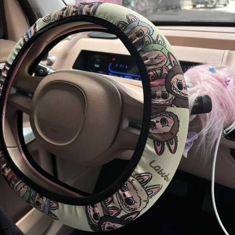 Labubu cute 15in Steering Wheel Cover Character Car Accessories Universal Car Steering Wheel Elastic Non-Slip Cover Z250614