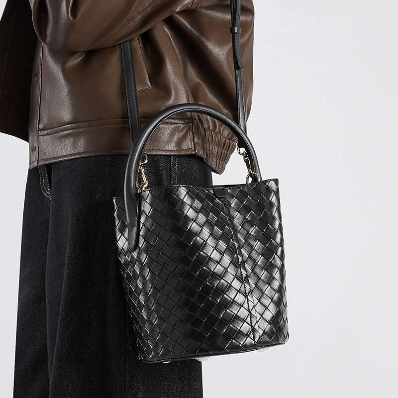 Designer Bag High End Feel New Women S Genuine Leather Handbag Versatile Woven Bucket Shoulder Crossbody Bag For