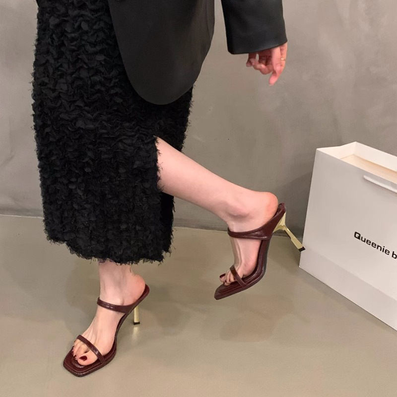 Ddmyoutdoor Summer New Trendy Sexy High For Women Leopard Print Square Open Toe Strap Thin Heel Sandals Outdoor Shoes