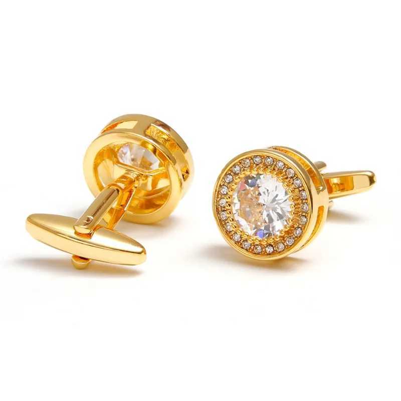 High-end Mens Cufflinks Sleeve Studs Elegant Round Rhinestone Cuff Links Shirt Buttons Wedding Banquet Luxury Jewelry XJ250614