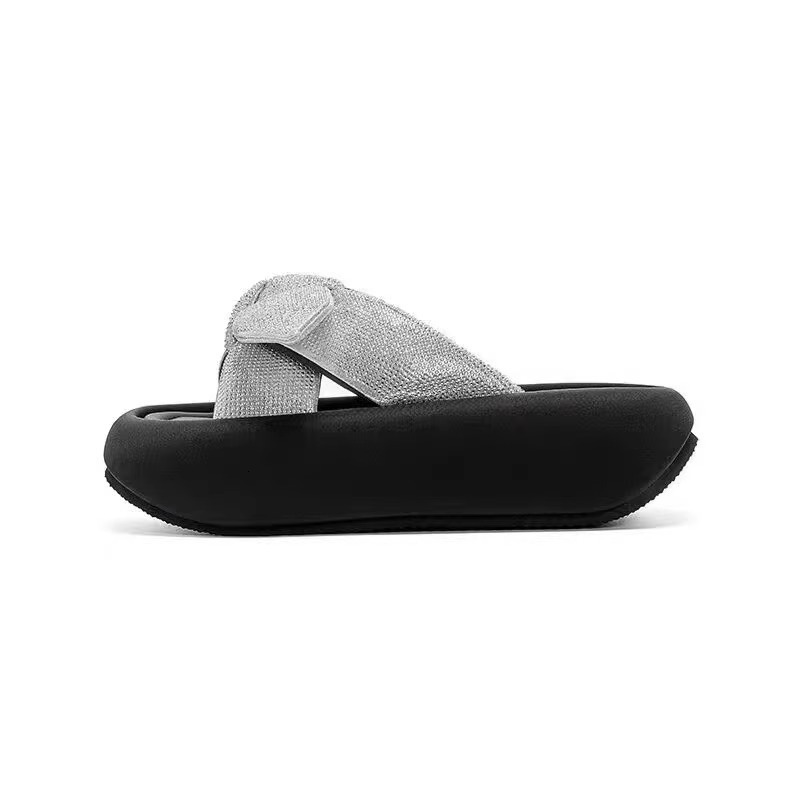 Ddmyoutdoor Summer New Thick Soled Bowknot One Strap Fashion Trend Beach Shoes Ultra Light Soft Sandals For Women Outdoor Shoes