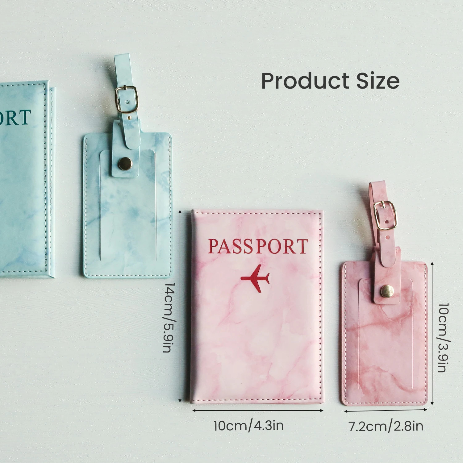 2PCS Travelers Marble Travel Passport Holder Suitcase Tag Lightweight Accessories Plane 250614