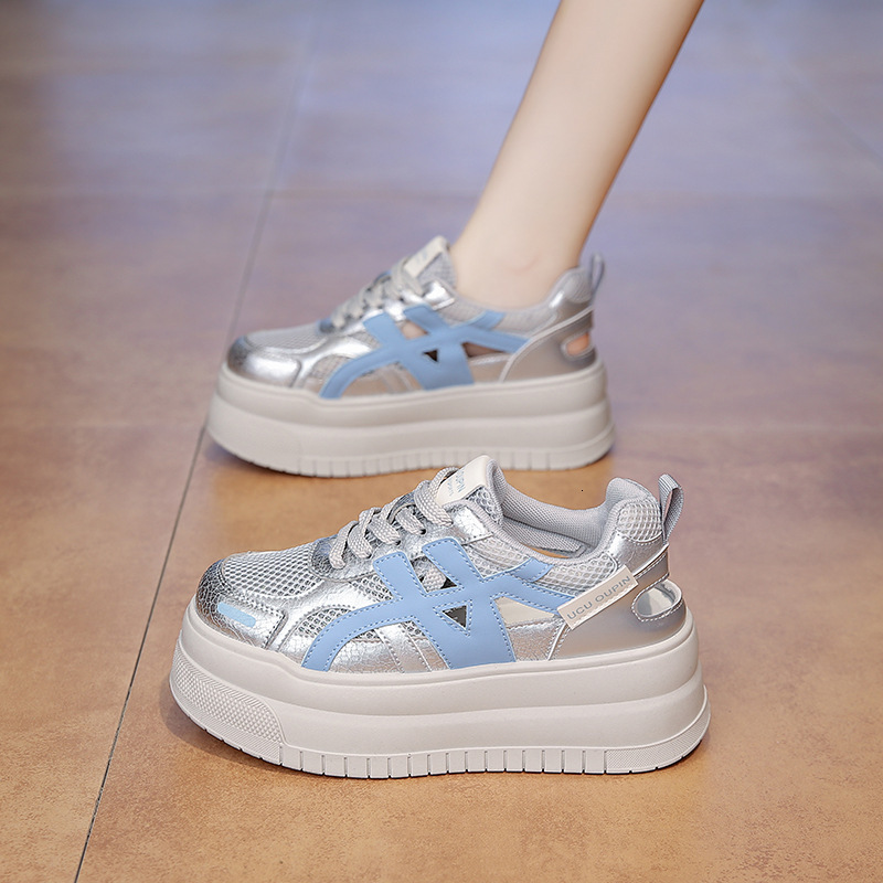 Ddmyoutdoor Platform Mesh White Sneakers For Women Summer New Hollow Breathable Dad Casual Board Soft Sole Wedge Shoes Outdoor Shoes