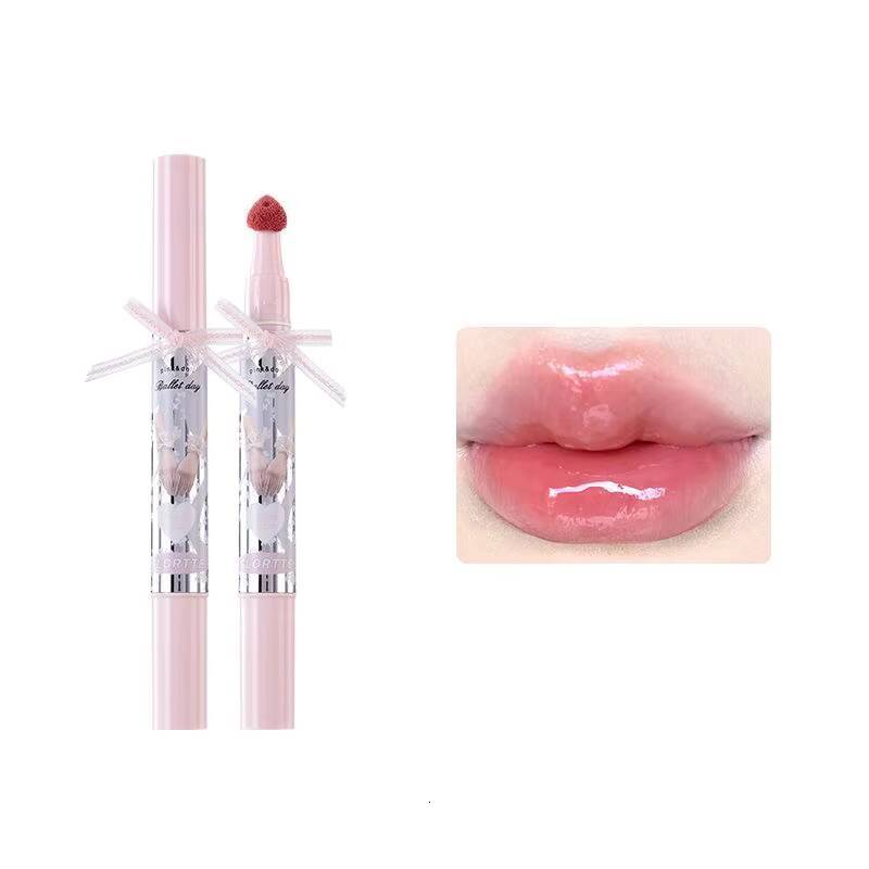 FLORTTE Little Bow Collection Film-forming Lipgloss Non-Stick Glaze Liquid Lipstick Lip Plumper Natural Gloss Finish happy