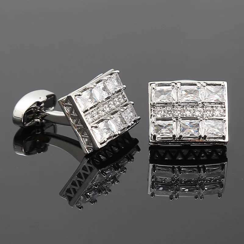 Cufflinks For Men Luxury High Quality French Cufflink Green White Crystal Buttons For Business Mens Shirt Decoration Cuff Gift XJ250614