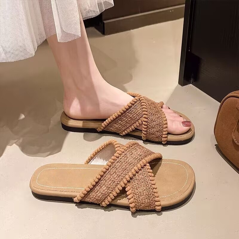 Ddmysports Flat Strap Sandals New Fairy Style With Dress Cross Beach Seaside Slippers Outdoor Shoes