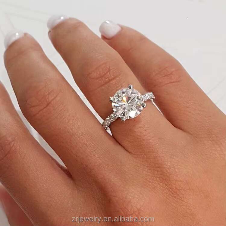 Womens 925 Sterling Silver Engagement Star Ring Gold Eternity Wedding Moissanite Diamond Moissanite Ring