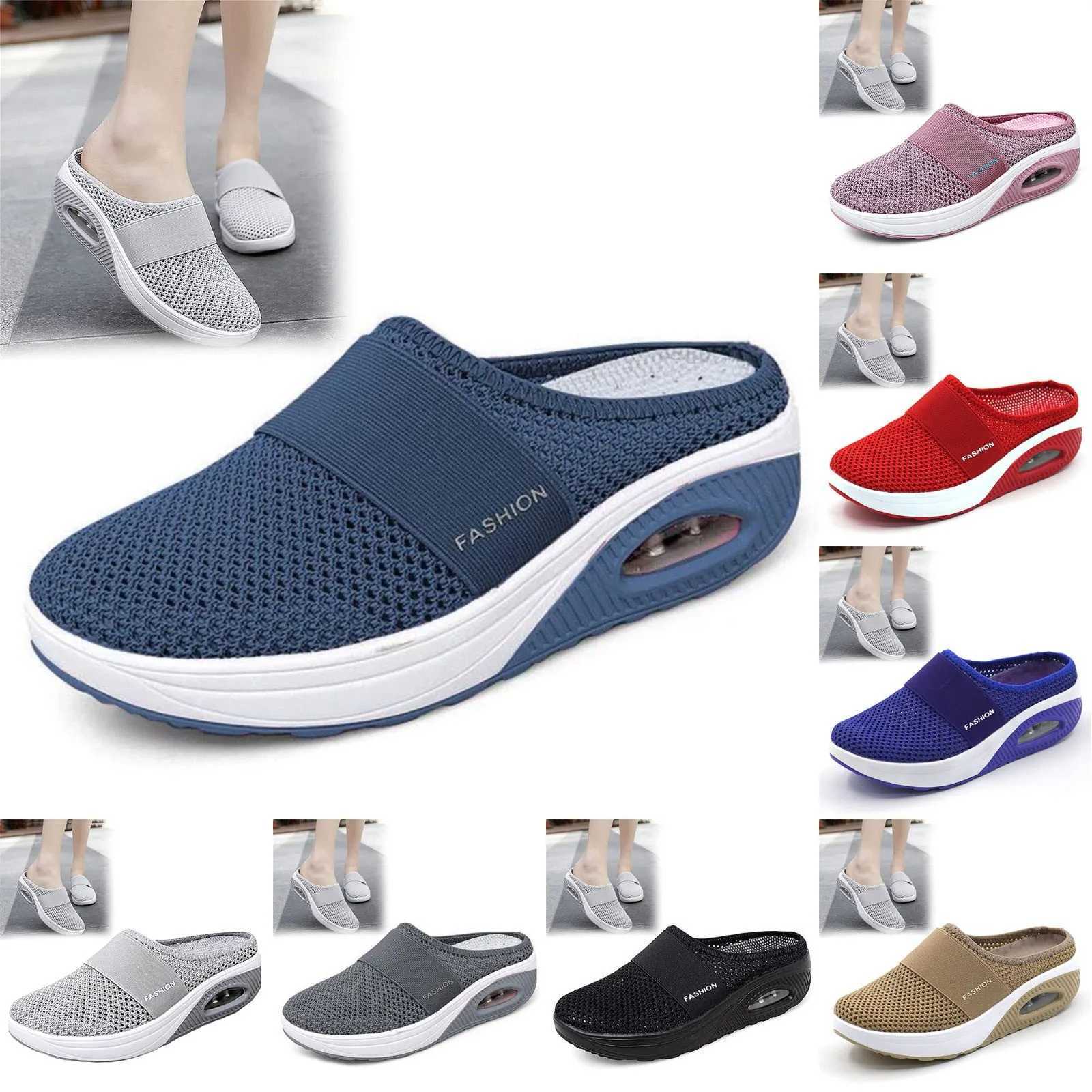 Slip-On WomenS Walking Sandals Breathable Mesh Casual Shoes with Arch Support Knit Shoes with Thickened Soft Sole Z250614
