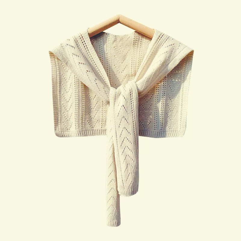 K1016 Knitted shawl outerwear for women Spring and Autumn all-match net celebrity neck stripes air-conditioned room hollow summer waistcoat fake colla