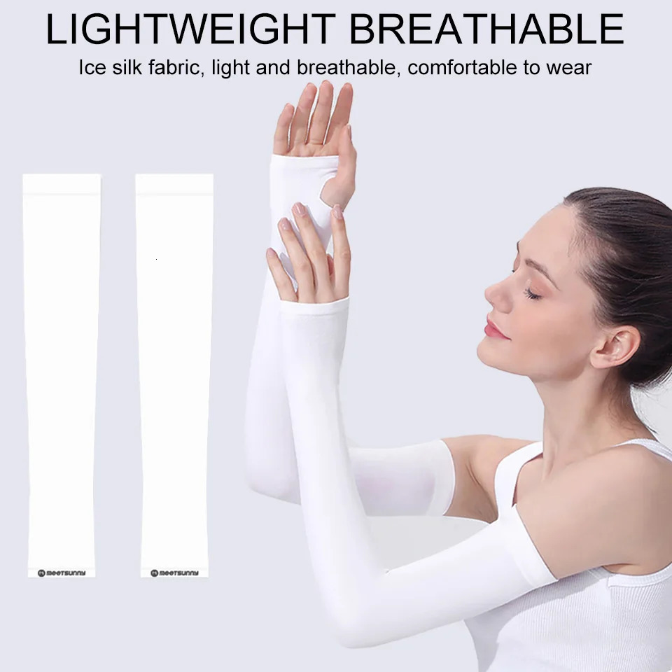 GOBYGO 1Pair Summer Ice Sleeve UF50 Sun Protection Sleeve Ice Cool Ice silk Sleeve Thin Breathable Sleeve Arm Protector Unisex 250610