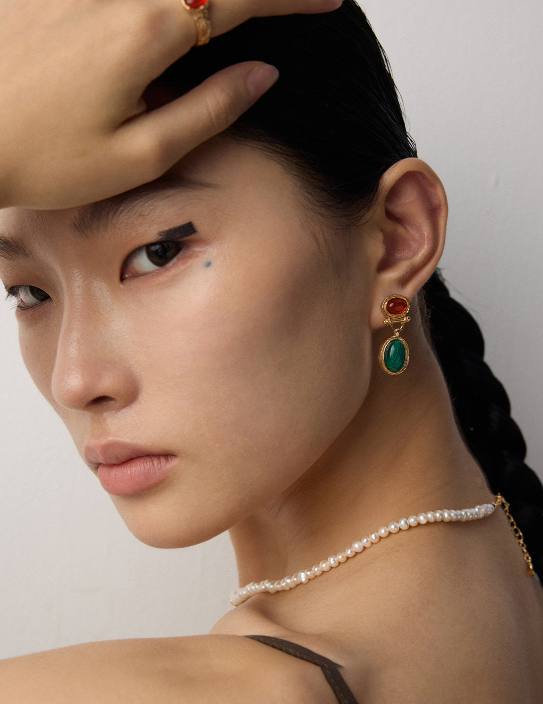 VOBIPY Vintage Malachite Onyx Earring S925 Silvers Gold Plated Earring for Women Girl Party Birthday Gift Fashion Jewelry Christmas Day